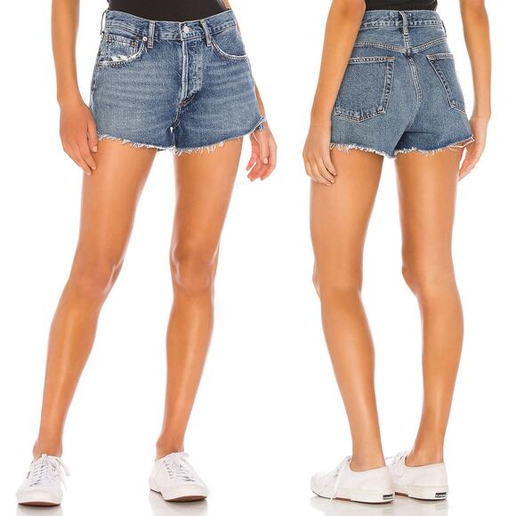 AGOLDE Parker Vintage Cut Off Denim Shorts Lowkey - Picture 1 of 5